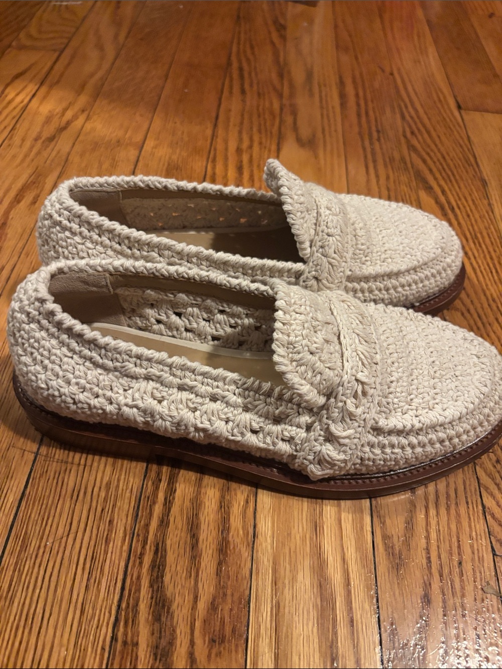Chloe Cream Woven Crochet Loafers